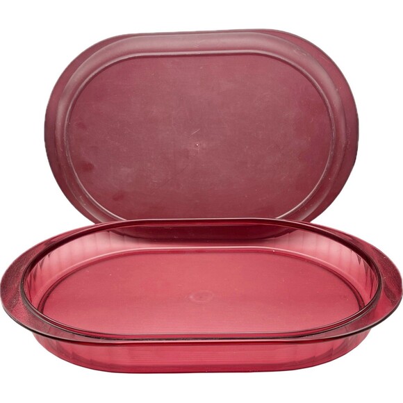 Tupperware Other - Tupperware Preludio Cranberry Oval Divided Serving Tray w/ Lid 2 Pc Set